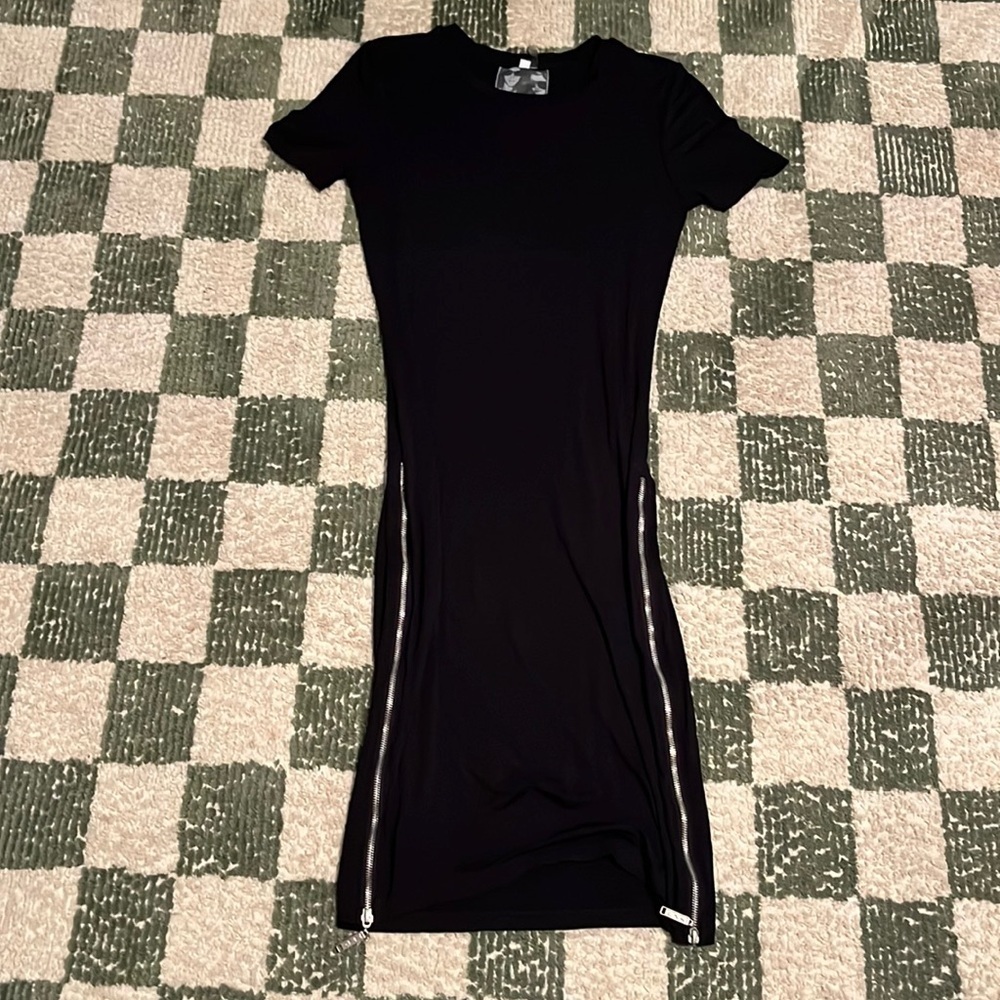 Young Fabulous & Broke black midi dress with zipper sides